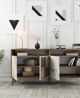 Skříňka Milan Walnut and White Marble