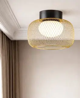 Lampa sufitowa Sopra 25 czarno złota klosz druciany do salonu GX53
