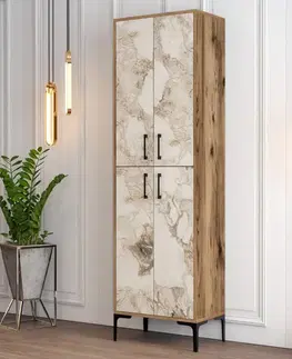 Botník Berlin A - Walnut, White Marble
