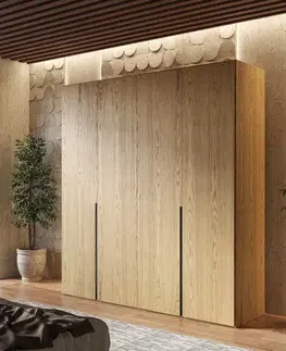 Estila Luxusní moderní masivní velká šatní skříň Praga v obdélníkovém tvaru se čtyřmi dveřmi 240 cm