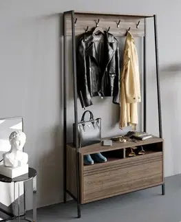 Věšák s botníkem Devin Walnut and Black