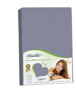 Bellatex Jersey prostěradlo na vysokou matraci Kamilka tmavě šedá, 90 x 200 cm