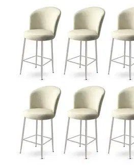 Bar Stool Set (6 Pieces) Fora - Cream, Chrome