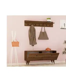 Nástěnný věšák s botníkem Rupa Walnut