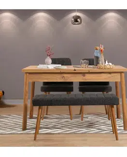 Jídelní set s rozkládacím stolem a židlemi (4 kusy) Santiago Atlantice-Anthracite
