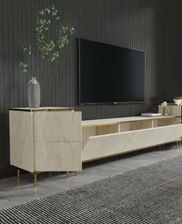 Televizní stolek se skříňkami Imej Travertine and Gold