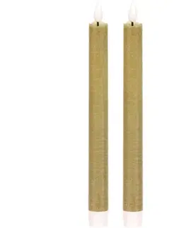 Sada kónických svíček s LED osvětlením, zelená, 2 ks, parafín, 25 cm