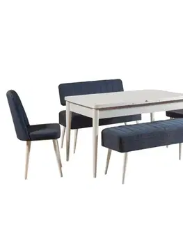 Jídelní set s rozkládacím stolem a židlemi (5 kusů) Vina 1048 - 4 - White, Dark Blue