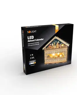 Solight LED adventní kalendář  horská chata, 10x LED, 50x40cm, 2x AA