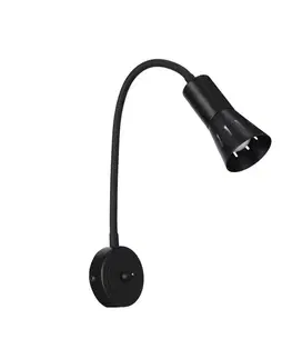 Černá nastavitelná nástěnná lampa s ramenem + vypínač Arena