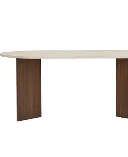 Jídelní stůl Sablin - Travertine, Milano Walnut, 