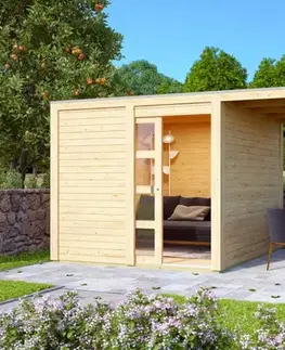 Dřevěný zahradní domek QUBIC 1 s přístavkem 240 Lanitplast