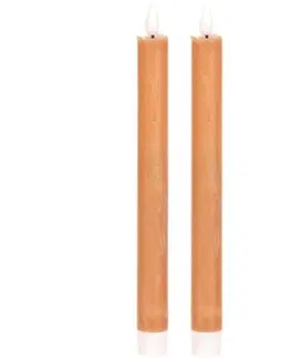 Sada kónických svíček s LED osvětlením, cappuccino, 2 ks, parafín, 25 cm