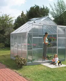 Skleník VITAVIA URANUS 6700 polykarbonát stříbrný Dekorhome