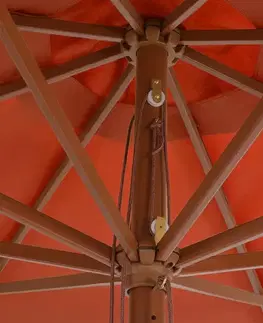 Slunečník Ø 350 cm látka / dřevo Dekorhome