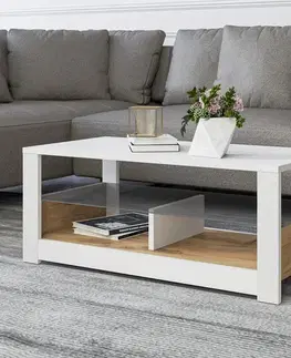 Konferenční stolek Aydos - White, Oak