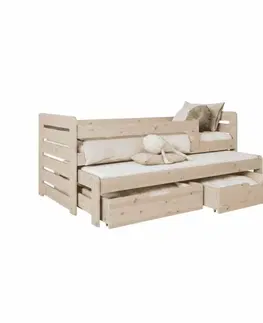 ArtBed Dětská postel TOMÁŠ II s přistýlkou ​​a úložným prostorem | 80 x 180 cm Barva: Borovice