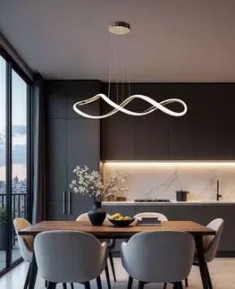 SNELLO lampa wisząca złoty 32W LED 3000, 4500, 6500K kryształki bezbarwne