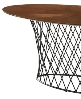 Estila Moderní oválný jídelní stůl Nordica Nogal z ořechově hnědého dřeva s černou kovovou podstavou 180cm