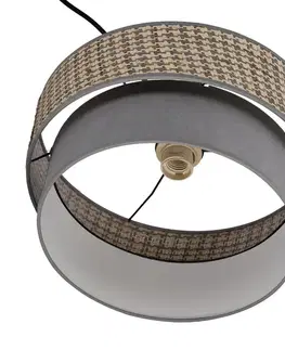 Závěsná lampa Karrara černá 1x60W E27 stínidlo šedé béžovo-šedé