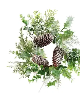 Vánoční zdobený věneček s jinovatkou, 30 cm