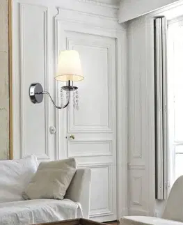 Chromová nástěnná lampa/béžové stínidlo s krystaly 40W Ruti