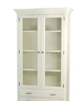 Estila Masivní mahagonová prosklená vitrína Deliciosa v provence stylu v bílé barvě 210cm