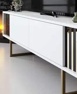 TV stolek Gold Line - White, Gold