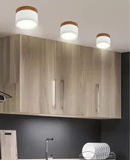Stropní svítidlo bílé/dřevěné LED 9W trubice