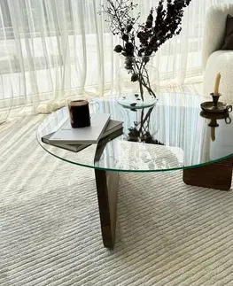 Konferenční stolek Mia - Walnut, Transparent