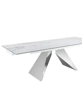 Estila Luxusní moderní obdélníkový rozkládací stůl Urbano s chromovýma nohama a bílou mramorovou deskou 160 - 200 - 240 cm