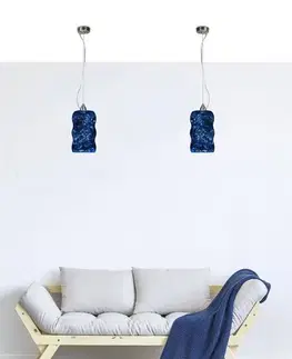 Závěsná lampa Trilogy s modrou skleněnou hlavicí