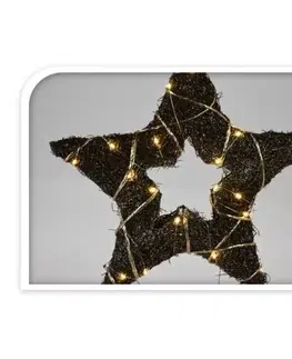 Vánoční LED hvězda Browee tmavě hnědá, 30 LED, 39 x 37 x 4 cm