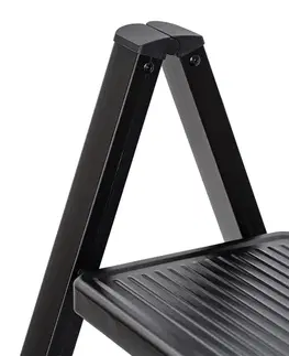 4Home Skládací ocelové schůdky Steel, 3 stupně, černá