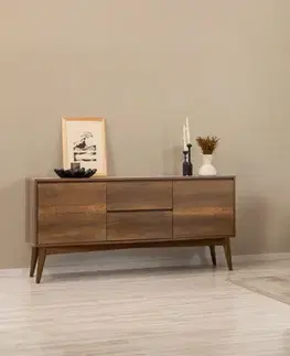 Set s rozkládacím stolem, židlemi a konzolou (5 kusů) Vina 02 0701 - Walnut, Grey