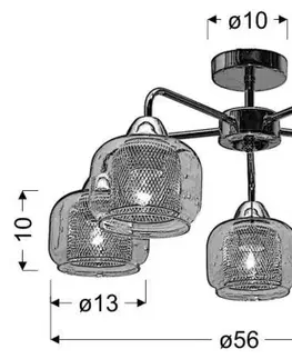 Stropní lampa z chromovaného skla 5xE14 Ray