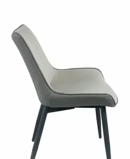 Estila Moderní jídelní židle Vidar s čalouněním z eko kůže s černými nožičkami z kovu dvoutónová skandinávská šedá 87cm
