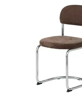 Estila Jídelní židle Kromo, tmavě hnědá žinylka, chrom