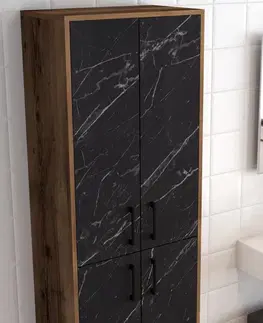 Víceúčelová skříňka Berlin A - Walnut, Black Marble
