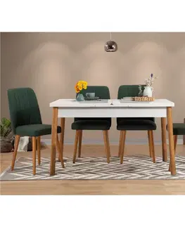 Jídelní set s rozkládacím stolem a židlemi (5 kusů) Santiago White Green
