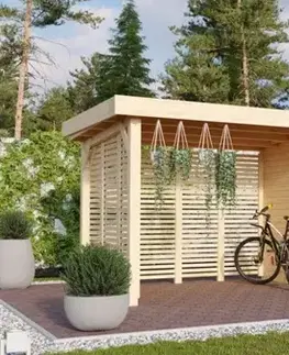 Dřevěný zahradní domek ASKOLA 4  s přístavkem Lanitplast