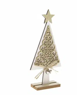 Dřevěný vánoční stromek Ornamente bílá, 11 x 23 x 4 cm