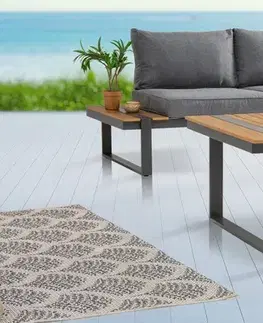 Estila Industriální designový zahradní stolek Acostado čtvercového tvaru ze dřeva hnědé barvy s šedými kovovými nohami 80cm