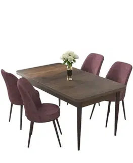 Dining Table & Chairs Set (5 Pieces) Nil - Baroque, Dusty Rose