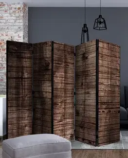 Paraván Dark Brown Boards Dekorhome
