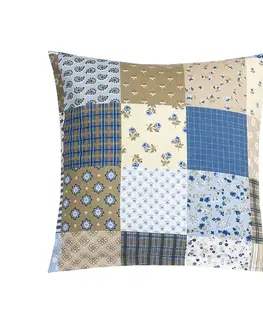 Bellatex Polštářek Adéla Patchwork modrá, 40 x 40 cm