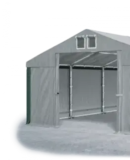 Skladový stan 5x10x2,5m střecha PVC 560g/m2 boky PVC 500g/m2 konstrukce ZIMA PLUS Zelená Šedá Šedá