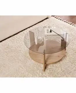 Konferenční stolek Clara Sapphire Oak s tmavým sklem
