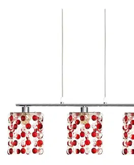 Závěsná lampa chrom/červené krystaly 3xG9 Classic