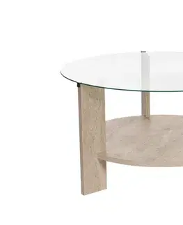 Konferenční stolek Clara - Travertine, Transparent